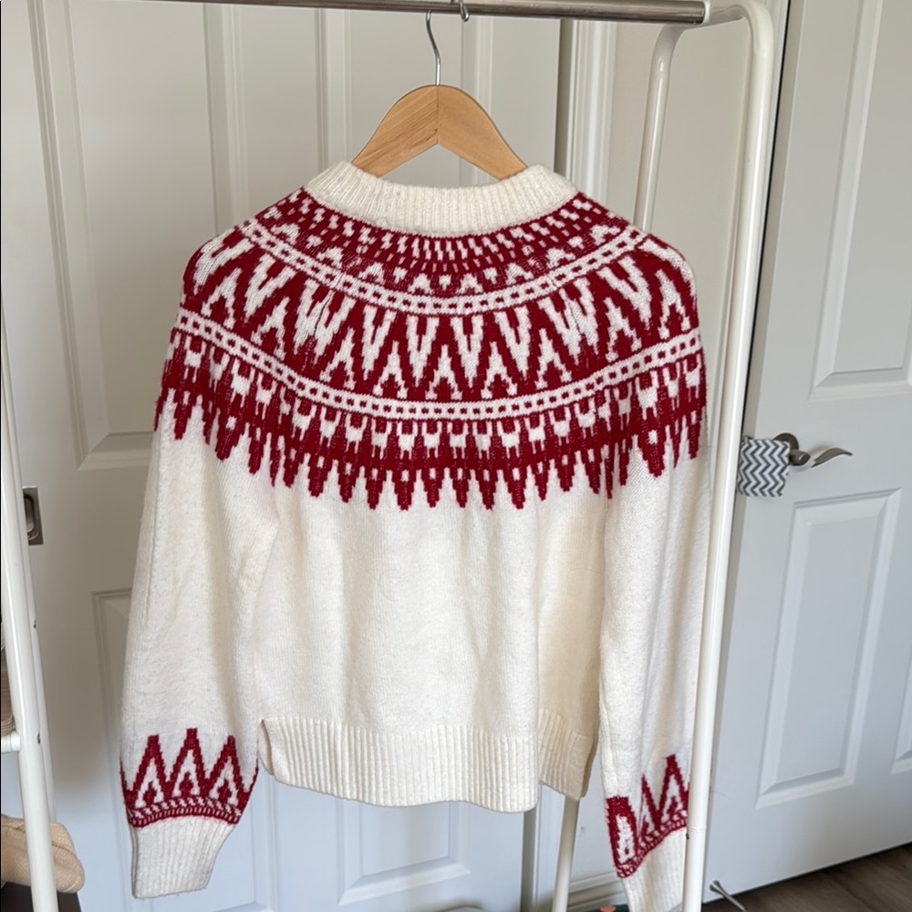 H&M Red and White Patterned Women's fair isle Sweater new without tags - Picture 5 of 5